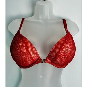 Victoria's Secret Bombshell Bra Miraculous Red Lace 36C Push Up Padded